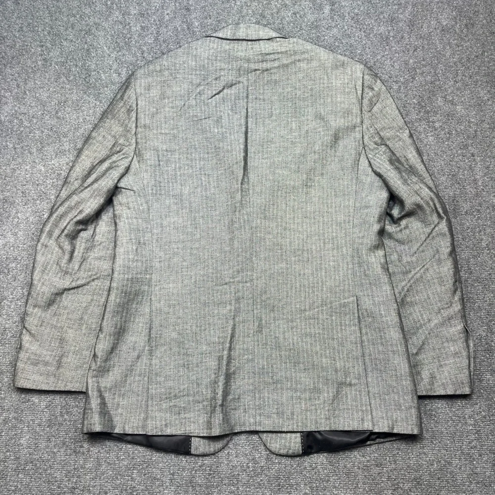 Tommy Hilfiger Mens Grey Herringbone Linen Cotton Blazer Sport Coat Jacket 42L